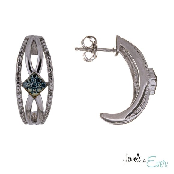 925 Sterling Silver Diamond Earrings - Picture 1 of 2